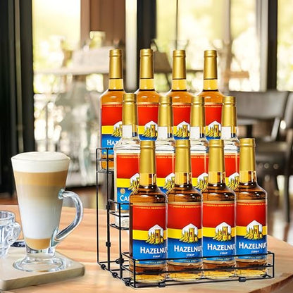 12 Bottles Coffee Syrup Organizer, 3 Tier Syrup Stand, Syrup Rack | Coffee Syrup Holder for Coffee Bar Station, Syrup Rack Organizer,Wine Rack for Countertop, Bottle Rack for Cocktail, Dressing - size: 3-Tier