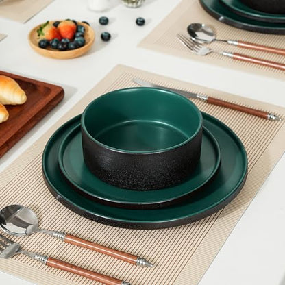 Stoneware Cereal & Soup Bowls Set of 4, 6 Inch, Matte Green | Matte Glaze Ceramic, For Breakfast & Oatmeal, Microwave Safe, Dishwasher Safe - color: Green, size: Cereal Bowls Set (4PCS)