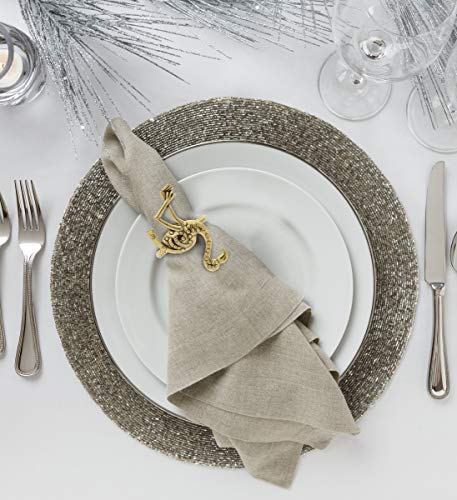 Gold Napkin Rings Set of 6, Table Setting Centerpiece Decor Napkins Ring Holders, Napkin Ring Packs for Family Holiday Dinner, Fancy Banquet & Wedding Decorations for Reception- Flamingo - style: Gold - Flamingo