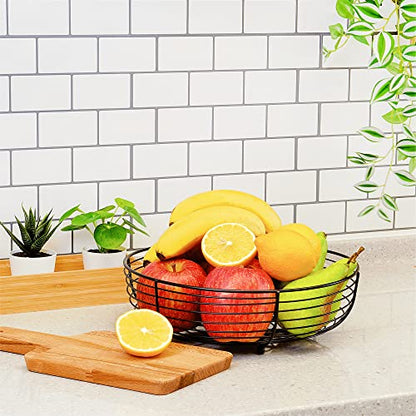 Countertop Fruit Bowl, Wire Basket for Fruits, Breads, Vegetables,Snacks, Black