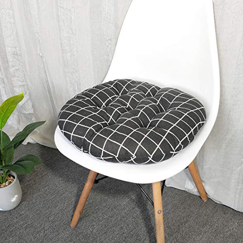 vctops Bohemian Soft Round Chair Pad Garden Patio Home Kitchen Office Seat Cushion Grid Balck Diameter 16" - color: Grid Balck, style: Diameter 16 Inch