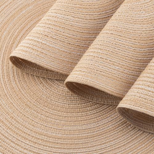 Winknowl Round Braided Placemats Set of 8 Washable Woven Heat Resistant Table Mats for Kitchen Dining Tables 15 inch Round Place Mats (Beige,8) - color: Beige, size: 8pcs