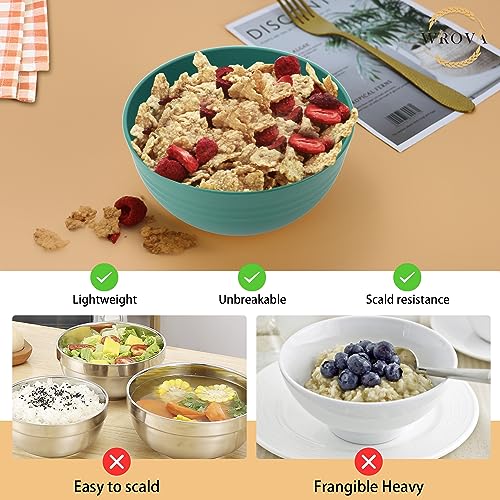 Wheat Straw Bowl Sets,8 PCS Unbreakable Cereal Bowls 26 OZ,Microwave and Dishwasher Safe Bowls,Kids Bowl suitable for cereal,salad,snack and soup (Green) - color: Green, size: 26 oz