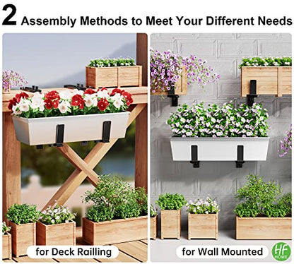 HFHOME 4PCS Adjustable Planter Window Box Planters Hanging Flower Box Holders Brackets, Heavy Duty Wall Mount Holder for Windowsills, Garden, Fences, and Balcony - Black - size: Set of 4 - Black