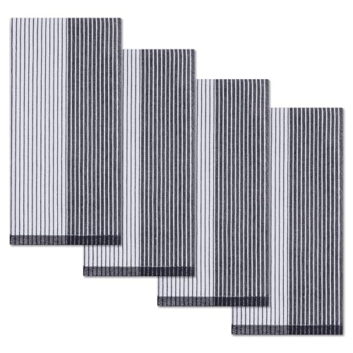 Homaxy Premium 100% Cotton Kitchen Towels 18"x28", 4 Pack, Black | Large Kitchen Hand Towels, Soft and Absorbent Tea Towel, Dish Towels with Hanging Loops - color: Black, size: 18 x 28 - 4 Pack