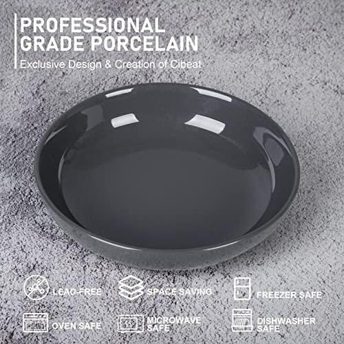 Pasta Bowls Set of 6, Large Salad Bowls Soup Bowl Ceramic Bowls for Kitchen, Microwave Dishwasher Safe, 22oz Bowl Plates (Dark Gray) - color: Dark Gray