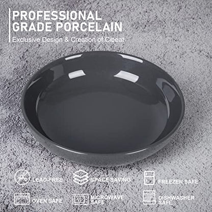 Pasta Bowls Set of 6, Large Salad Bowls Soup Bowl Ceramic Bowls for Kitchen, Microwave Dishwasher Safe, 22oz Bowl Plates (Dark Gray) - color: Dark Gray