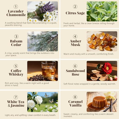 8 Pack Soy Wax Scented Candles Gift Set, Aromatherapy Candles with Lavender Chamomile, Citrus Sage, Caramel Vanilla, Coffee Whiskey, Long Lasting Stress Relief Candle, Unisex Home & Gift Set for Men - color: Signature Scents Set