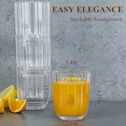 Acrylic Clear Highball Plastic Cups | Plastic Reusable Tumblers 15oz (Set of 6) | Stackable | BPA-free Tumblers | Shatterproof | Top-rack Dishwasher Safe - color: Transparent, size: 15 Ounces