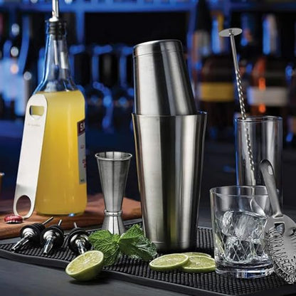 Mwellewm Cocktail Shaker Boston Shaker Set 15 Pcs Professional Bartender Kit Bar Shaker Stainless Steel Drink Shaker Bartending Martini Shaker Tin Mixed Alcohol Shaker Tool for Beginner(Silver) - color: Silver