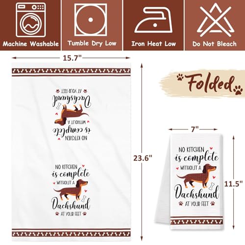 Dachshund Kitchen Towels Dachshund Gifts Reusable Dish Towels Kitchen Decor | 4PCS Funny Weiner Dog Decorative Waffle Hand Towels for Bathroom Dog Lover Mom Christmas Housewarming Gifts Tea Towel