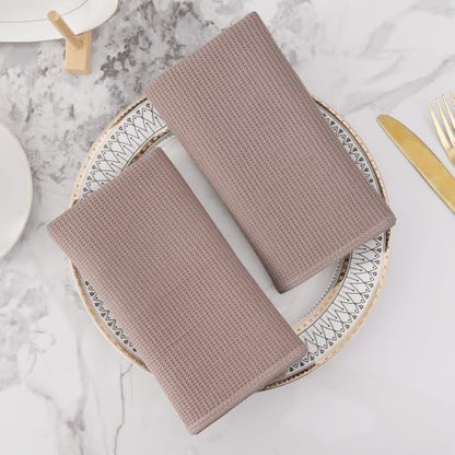 Homaxy 100% Cotton Waffle Weave Kitchen Towels, 4 Pack, Brown | Soft and Absorbent Dish Towels, 16 x 26 Inches Quick Dry Hand Towels - color: Brown, size: 16 x 26 - 4 Pack