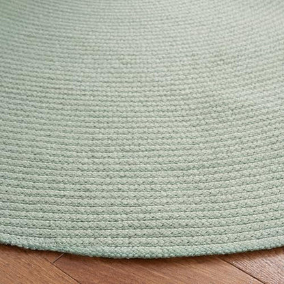 SAFAVIEH Braided Collection Area Rug - 4' Round, Teal, Handmade Country Farmhouse, Ideal for High Traffic Areas in Living Room, Bedroom (BRD402J) - color: Teal, size: 4' (Round)