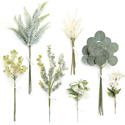 Serra Flora Artificial Greenery Spray Box Set(Pack of 46pcs) with 7 Kinds of DIY Wedding Bouquet Filler Table Centerpieces and Floral Arrangement (Dusty Green) - color: Dusty Green