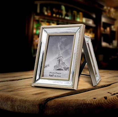 Meetart 4x6 2 Pack Mirror Photo Frames Sets for Wall Pictures Decor or Table Stand - size: 4x6 2 Pack
