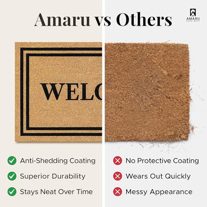Coir Welcome Mat, Non-Slip, Welcome Classic 6, 17x29 in | 100% Natural Coir, Anti-Shedding, Durable PVC Backing, Traps Dirt and Mud, Indoor and Outdoor Entryway, Easy to Clean - color: Welcome Classic 6