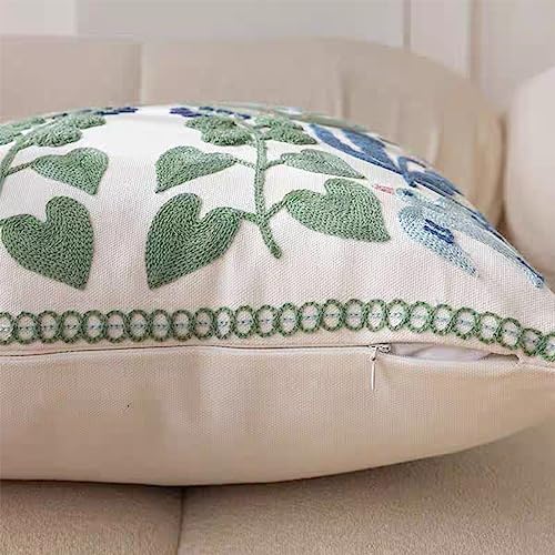 YIcabinet Pillow Covers Set of 2, Embroidered Branch Pattern Throw Pillow Cover,Square Cotton Cushion,Pillow Case for Sofa Bedroom Couch,18"x18" - color: Branch Pattern