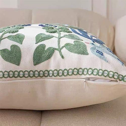 YIcabinet Pillow Covers Set of 2, Embroidered Branch Pattern Throw Pillow Cover,Square Cotton Cushion,Pillow Case for Sofa Bedroom Couch,18"x18" - color: Branch Pattern