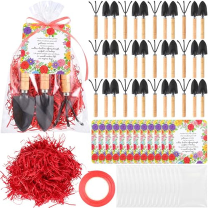 Chumia 12 Set Gardening Gifts Bulk for Women Floral Mini Garden Tools Shovel, Mini Garden Tools, Thank You Cards with Bags for Mother Day Mom Birthday Teacher Christian Party Favors