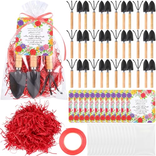 Chumia 12 Set Gardening Gifts Bulk for Women Floral Mini Garden Tools Shovel, Mini Garden Tools, Thank You Cards with Bags for Mother Day Mom Birthday Teacher Christian Party Favors