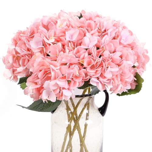 Kimura's Cabin 6pcs Artificial Hydrangeas Flowers Silk Hydrangea,Pink | Faux Hydrangeas with Stems,Fake Flowers,Wedding Party Bouquets Arrangements,Home Table Centerpieces,Baby Shower Decoration - color: Pink Color