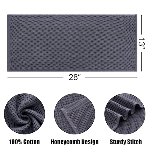 Kitinjoy 100% Cotton Waffle Weave Kitchen Towels, 4-Pack Super Soft and Absorbent Dish Towels for Drying Dishes, Kitchen Hand Towels, 13 in x 28 in, Dark Grey | Super Soft, Ultra-Absorbent, Fast Drying, lightweight, Quick Drying Kitchen Hand Towels - colo