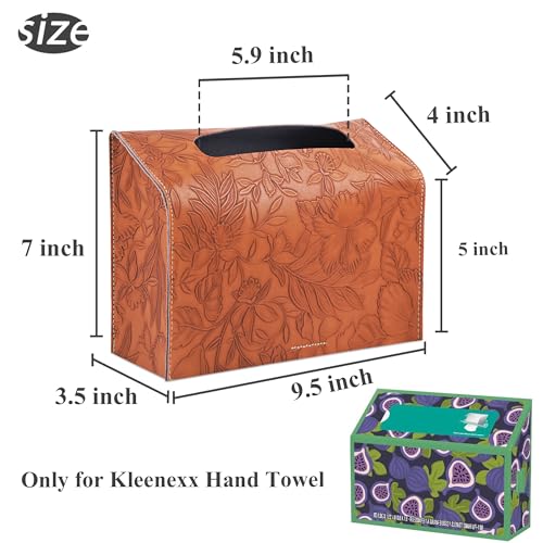 Leather Cover for Disposable Paper Hand Towel Box, Compatible with Kleenex Paper Hand Towel(1-Carved Brown) - color: 1-carved Brown