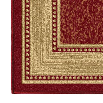 Ottomanson 2x5 Kitchen Rug Runner – Non-Slip Entryway Rug - color: Border Red, size: 1'8" x 4'5" (Runner)