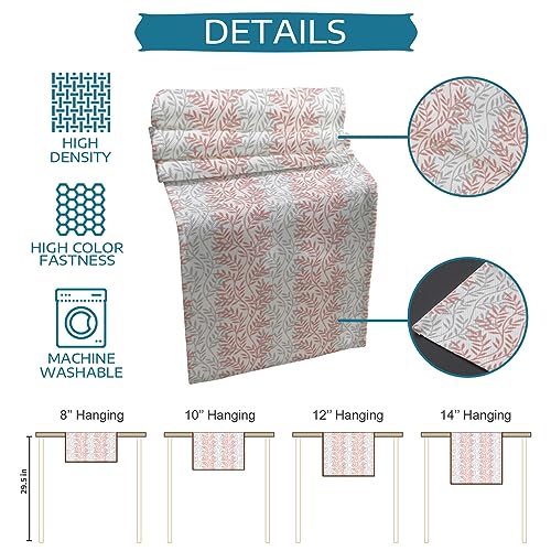Table Runner and Placemats Set of 6 Tree Branch Decorative Dining Table Runner with Matching Placemats Pink Grey Table Decor for Kitchen Dining Room and Everyday Use 13x90in - size: 13"x90"+6pcs