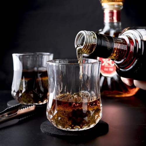 Fathers Day Anniversary Birthday Gifts for Men Him Dad Husband, White Elephant Gifts for Adults, Whiskey Glasses Set of 2 with Chilling Rocks, Bourbon Whiskey Stones Gifts for Men Wooden Box