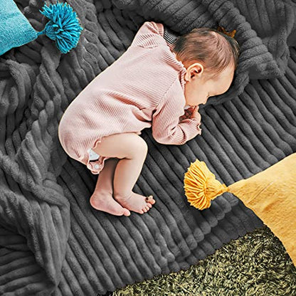 DISSA Fleece Blanket Twin Size – 60x80, Dark Grey – Soft, Plush, Fluffy, Fuzzy, Warm, Cozy – Perfect Throw for Couch, Bed, Sofa - with Pompom Fringe - Flannel Blanket Throw Blanket - color: Dark Grey, size: 60x80"