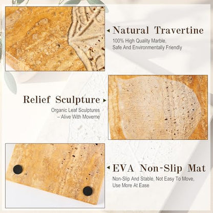 Travertine Tray, 11"x11" Natural Square Marble Vanity Tray, Stone Slab for Bathroom Kitchen Countertop, Travertine Candle Plate, Perfume Jewelry Trays(Yellow) - color: Golden Travertine