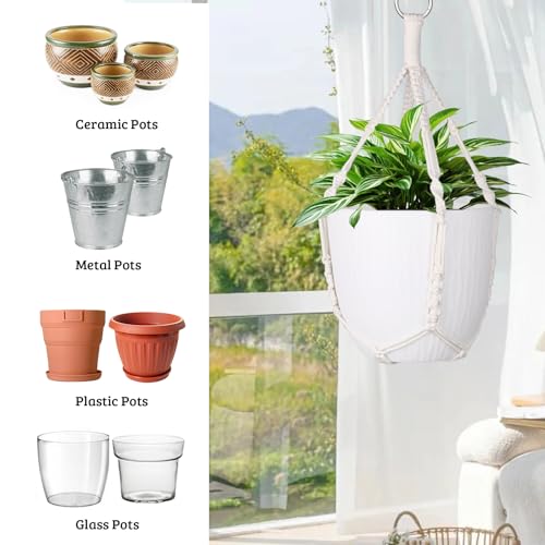 garini 2 Pack 20Inch Macrame Plant Hanger Rope to Hang Flower Pot Plant | Handmade Cotton Hanging Planters For Indoor Outdoor Decoration, 4 Legs(POTS NOT Included) - size: 2 Pack-20 Inch