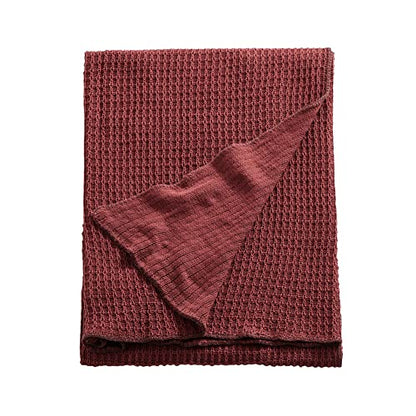 Cotton Waffle Weave Throw Blanket Soft Cozy Waffle Knitted Bed Throws for All Season, Lightweight Reversible Throw Blankets for Sofa Couch Bed (Burnt Brick,63"x51") - color: Burnt Brick