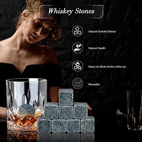 Whiskey Stones and Whiskey Glass Gift Set, DIOXADOP 8 Natural Whisky Stones 1 Crystal Whisky Glasses with Blessing Card in Exquisite Wooden Box, Prepare a Gift for a Whisky Scotch Bourbon Lover - color: 1 Whiskey Glass Set