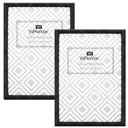 YiPinYin Black 4x6'' Bamboo Detail Design Metal Picture Frame 2pack,Class 6x4'' Metal Photo Frames With Real Glass and Soft Touch Velvet & Backing for Desktop and Wall Décor - color: Black, size: 4x6Inch 2PK