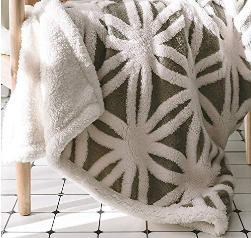 Grey Flannel Sherpa Throw 60''×50'' Soft Plush Flannel Blanket Throws for Bed/Couch/Sofa/Office/Camping - color: C-grey, size: 50''x60''