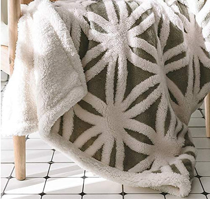 Grey Flannel Sherpa Throw 60''×50'' Soft Plush Flannel Blanket Throws for Bed/Couch/Sofa/Office/Camping - color: C-grey, size: 50''x60''