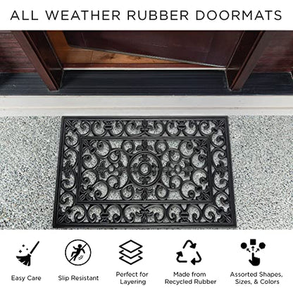 DII Natural Coir Doormat Outdoor Welcome Mat, 17x29, Welcome Swirls