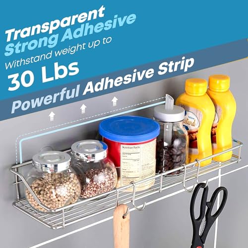 KESOL Adhesive Shower Caddy, Shower Shelf Organizer, SUS304, 2 Pack, Silver | Bathroom Organization with Hooks, Stainless Steel shower shelves - color: Silver