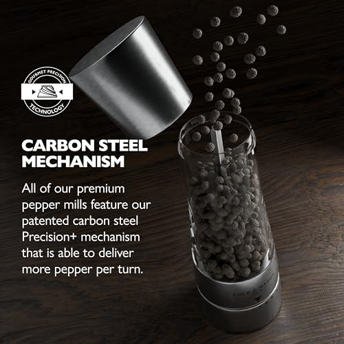 Cole & Mason Derwent Salt & Pepper Grinder Set with Tray - Salt & Pepper Grinder Set with Adjustable Grind Settings - Easily Refillable Spice Mills for Enhanced Taste - Stainless Steel