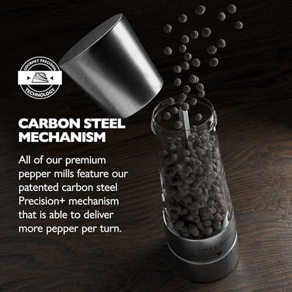 Cole & Mason Derwent Salt & Pepper Grinder Set with Tray - Salt & Pepper Grinder Set with Adjustable Grind Settings - Easily Refillable Spice Mills for Enhanced Taste - Stainless Steel