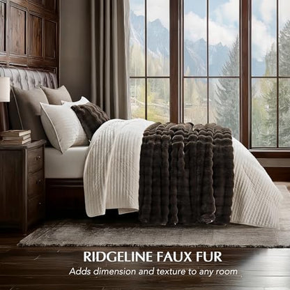 Faux Rabbit Fur Bubble Throw Blanket, 50"x60", Dark Brown | Ultra Soft, Luxury Faux Rabbit Fur Throw, Thick Warm Bubble Blanket, Cozy Fluffy Reversible, for Bed, Couch, Chair, Sofa - color: Dark Brown, size: 50"x60"