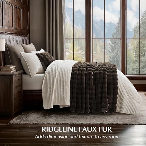 Faux Rabbit Fur Bubble Throw Blanket, 60"x80", Dark Brown | Ultra Soft, Luxury Faux Rabbit Fur Throw, Thick Warm Bubble Blanket, Cozy Fluffy Reversible, for Bed, Couch, Chair, Sofa - color: Dark Brown, size: 60"x80"