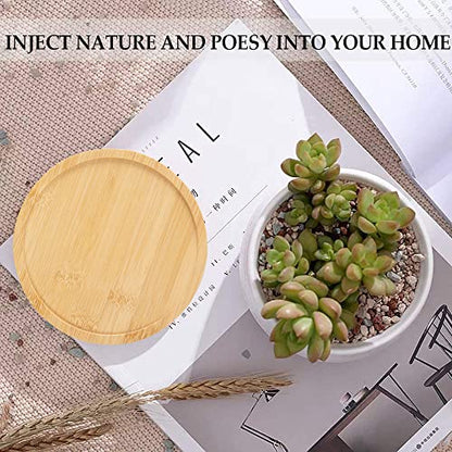 3 Pack Bamboo Saucer, 6 Inch Plant Saucer, 5" Cactus Plant Tray, Round Bamboo Tray for Modern Ceramic Flower Pot, Planter Pot, Cup Holder, Spoon Holder, Kitchen Utensil Rest - size: 6 Inch
