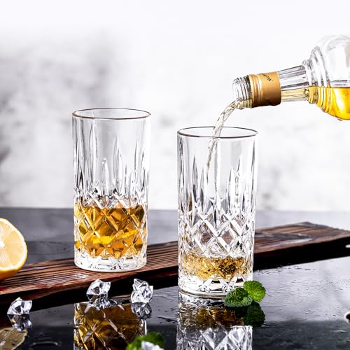 Highball Glasses Collins Tall Beverage Set of 6, 14 Ounce Cups Glassware for Drinks, Water, Beer, Soda - style: Style A