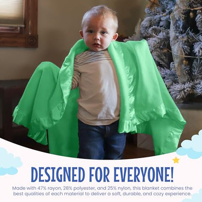 Thermal Waffle Knit Throw Blanket Satin Trim Mint Green 50"x60" | Adult throw blanket with soft lightweight waffle knit design, satin trim & breathable layer for couch, bed & living room use - color: Mint Green - Satin Trim