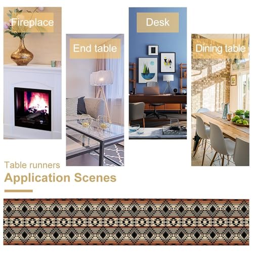 Ethnic Southwestern Table Runner, Navajo Tribal Native American Boho Geometric Table Runner for Kitchen Table Dining Room Coffee 13x36in - color: Aztec-5, size: 13x36in