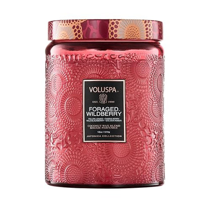 Voluspa Foraged Wildberry Large Jar Candle, 18 oz, Coconut Wax Blend, Berry Scented Candle for Home, 100 Hour Burn Time, Handcrafted in the USA - color: 18 - Foraged Wildberry