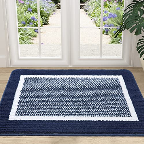 Colorxy Indoor Door Mat, Non-Slip Absorbent Resist Dirt Entrance Mat, Sturdy Low-Profile Inside Floor Mats, Washable Front Entry Doormats for Entryway, 36''x24'', Navy - color: Navy, size: 36''x24''